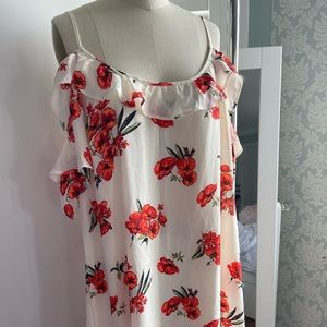 Abercrombie & Fitch Cream & Orange Floral Cold Shoulder Dress size XL